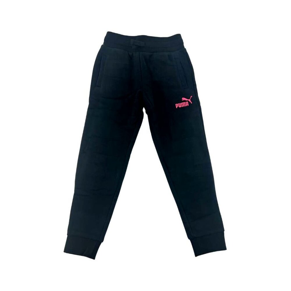 Puma Girl's Sweatpants | Black | Pink Logo | Athletic Pant | Various Sizes **New